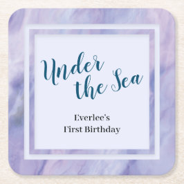 海の下の紫の大理石 スクエアペーパーコースター