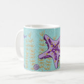 海の下の紫色のヒトデ母のマグカップ コーヒーマグカップ (正面左)