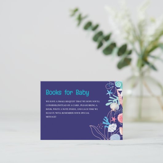海の下の紫色の真珠の赤ちゃんシャワーブック エンクロージャーカード (スタンド正面)