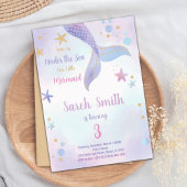 海の下の編集可能な女の子パーティーカード 招待状