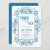 海の下の航海 オーシャン ボーイ ベイビー シャワー 招待状 (正面/裏面)