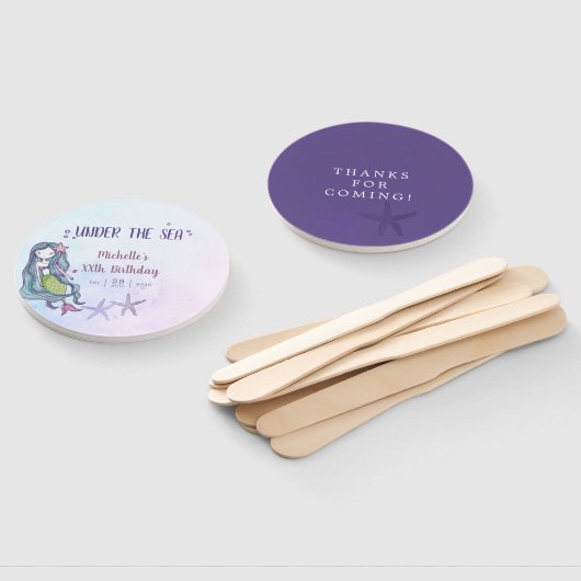 海の下の色のトレンド人魚をテーマにした誕生日 ハンドファン (組立なし)