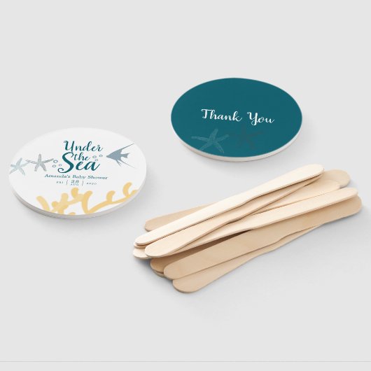 海の下の色のトレンド海をテーマにした赤ちゃんシャワー ハンドファン (組立なし)