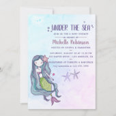 海の下の色のトレンド海をテーマにした赤ちゃんシャワー 招待状 (正面)