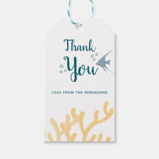 海の下の色のトレンド赤ちゃんシャワーありがとう ギフトタグ (正面)