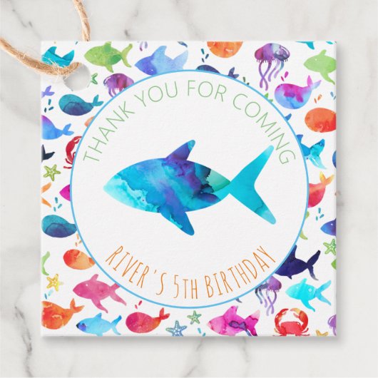 海の下の虹の水色ありがとう フェイバータグ (正面)