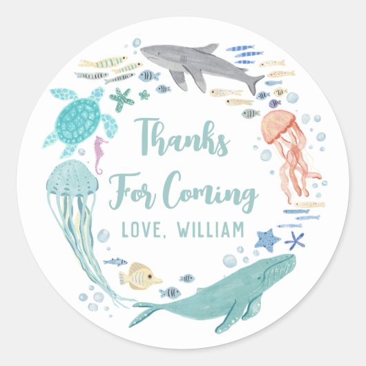 海の下の誕生日ありがとう ラウンドシール (正面)