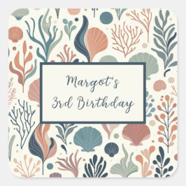 海の下の誕生日の海ウィスパーパターン スクエアシール