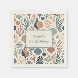 海の下の誕生日の海ウィスパーパターン スタンダードカクテルナプキン