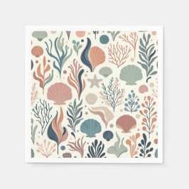 海の下の誕生日の海ウィスパーパターン スタンダードカクテルナプキン