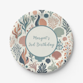 海の下の誕生日の海ウィスパーパターン ペーパープレート