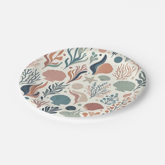 海の下の誕生日の海ウィスパーパターン ペーパープレート (アングル)