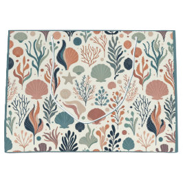 海の下の誕生日の海ウィスパーパターン ラージペーパーバッグ