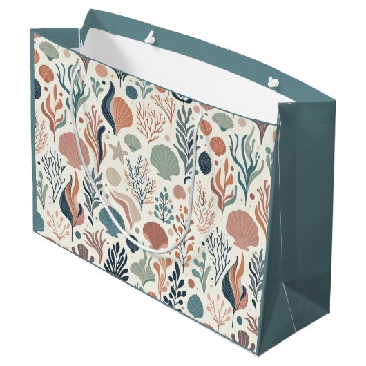 海の下の誕生日の海ウィスパーパターン ラージペーパーバッグ (裏面アングル)