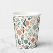 海の下の誕生日の海ウィスパーパターン 紙コップ (裏面)