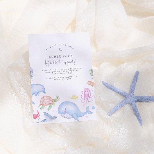 海の下の誕生日パーティーお礼メッセージ サンキューカード