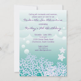 海の下の誕生日パーティー招待状（アクア） 招待状