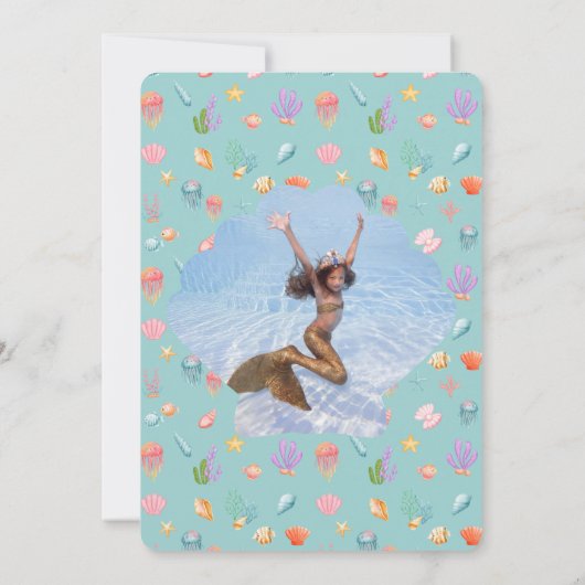 海の下の誕生日写真ありがとう 招待状 (裏面)