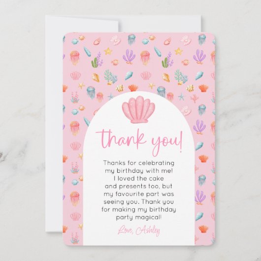 海の下の誕生日写真ありがとう 招待状 (正面)