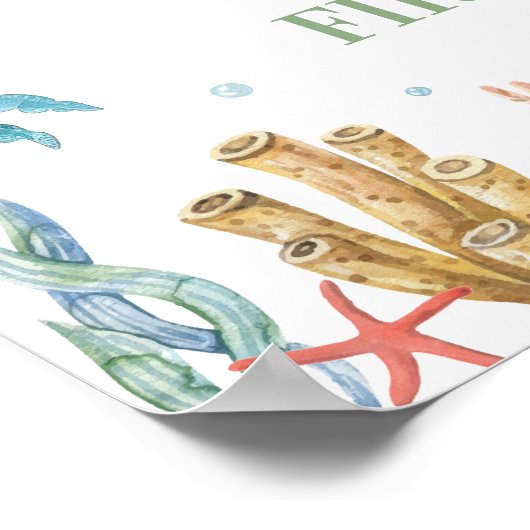 海の下の誕生日写真マイルストーンサイン ポスター (角)