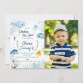 海の下の誕生日招待状と写真 招待状 (正面)