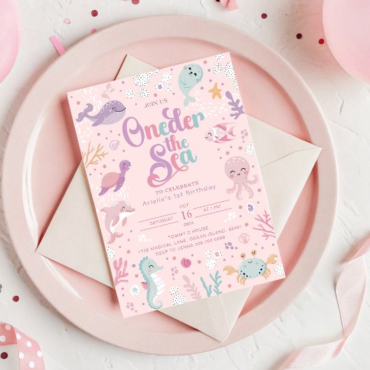 海の下の誕生日招待状。オーシャン バースデー 招待状