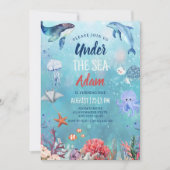 海の下の誕生日招待状,海動物 招待状 (正面)