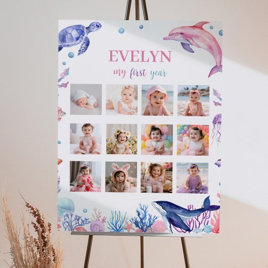 海の下の誕生日12フォトマイルストーンポスター ポスター