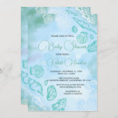 海の下の貝類の海赤ちゃんシャワー 招待状 (正面/裏面)