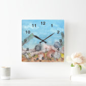 海の下の貝 スクエア壁時計 (ホーム)