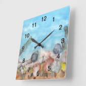 海の下の貝 スクエア壁時計 (傾斜)