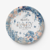 海の下の赤ちゃんシャワーで魅惑的な水色 ペーパープレート (正面)