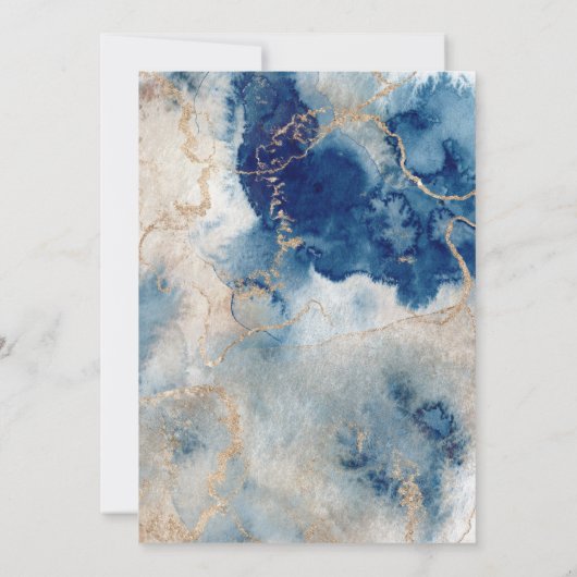 海の下の赤ちゃんシャワーで魅惑的な水色 招待状 (裏面)