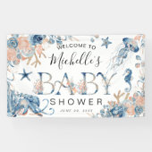 海の下の赤ちゃんシャワーで魅惑的な水色 横断幕 (横)