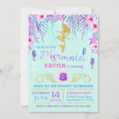 海の下の輝く人魚の誕生日 招待状 (正面)