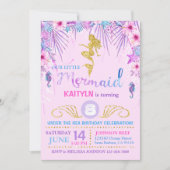 海の下の輝く人魚の誕生日 招待状 (正面)