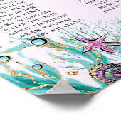 海の下の金魚の人魚の誕生日シーティングチャート ポスター (角)