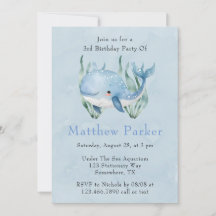 海の下の青いクジラの少年誕生日パーティー