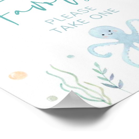 海の下の青いパステル赤ちゃんシャワー好意サイン ポスター (角)