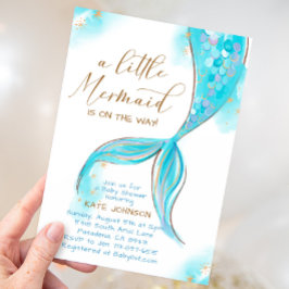 海の下の青い人魚の海赤ちゃんシャワー 招待状