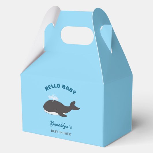 海の下の青い挨拶 赤ちゃん歓迎会 グレー クジラ フェイバーボックス (正面)