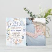 海の下の青い旅立ち 男の子ベビーシャワー 招待状 (スタンド正面)