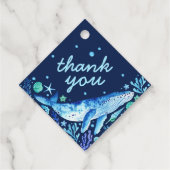 海の下の青い水色のクジラありがとう フェイバータグ (裏面)