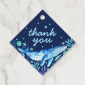 海の下の青い水色のクジラありがとう フェイバータグ (正面)