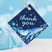 海の下の青い水色のクジラありがとう フェイバータグ