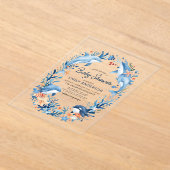 海の下の青い水色のベビーシャワー アクリル招待状 (レイダウン)