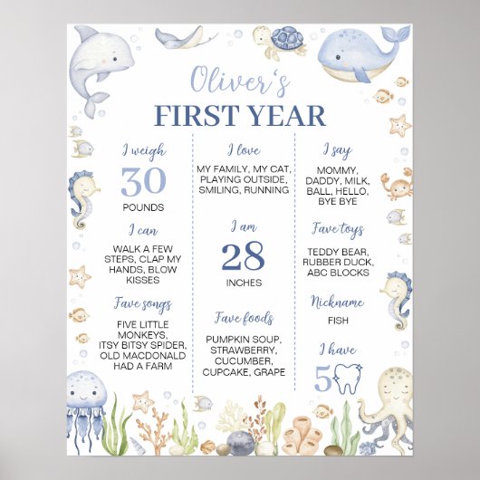 海の下の青い海動物パーティーの節目 ポスター (正面)