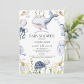 海の下の青い男の子の男の子の赤ちゃんシャワー 招待状 (スタンド正面)
