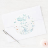 海の下の青い男の子の赤ちゃんシャワーありがとう ラウンドシール (封筒)