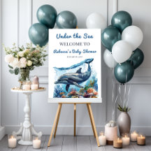 海の下の青い男の子の赤ちゃんシャワーへようこそ